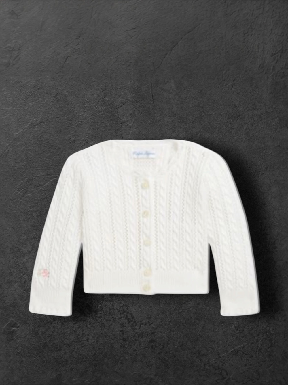 NWT Ralph Lauren Baby Girls Cotton Pointelle Cable Knit Cardigan Sweater Classic